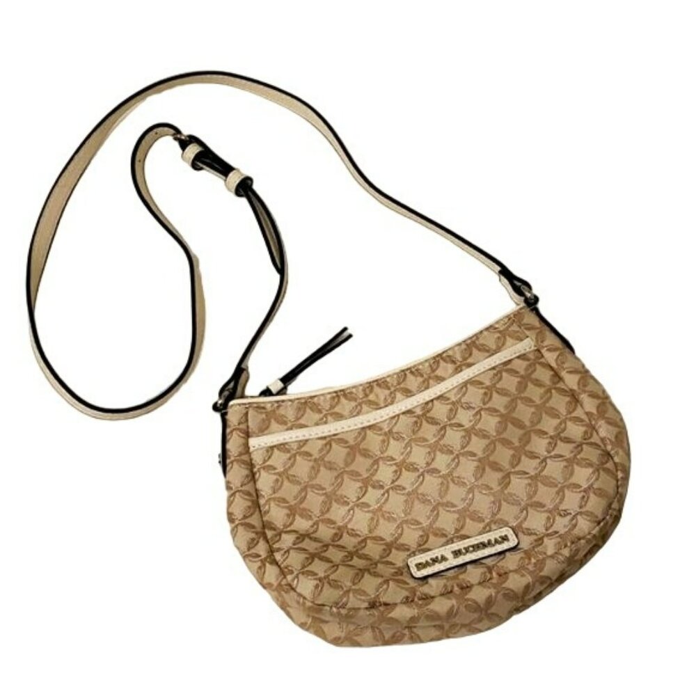 Dana Buchman Crossbody Purse Bag Zip Close Diamonds White Tan Cream Women's OS